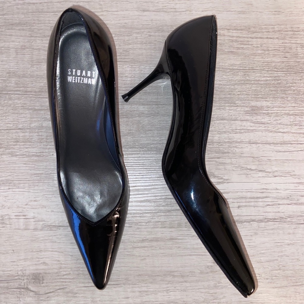 Stuart Weitzman Black Patent Leather Point Heels